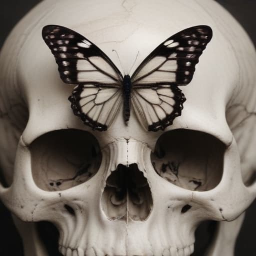 A butterfly positioned in a way so the butterfly’s outline creates a skull