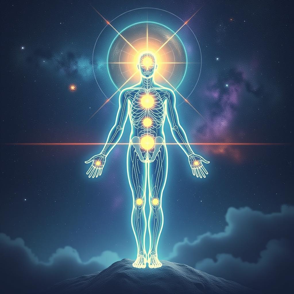  the energies of the cosmos cleanse the human body and chakras.