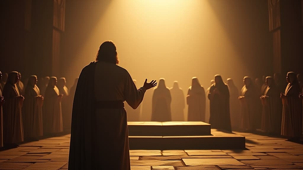  history of biblical times, abraham worshipping at the altar he built, filled with emotion and thankfulness. hyperrealistic, full body, detailed clothing, highly detailed, cinematic lighting, stunningly beautiful, intricate, sharp focus, f/1. 8, 85mm, (centered image composition), (professionally color graded), ((bright soft diffused light)), volumetric fog, trending on instagram, trending on tumblr, HDR 4K, 8K