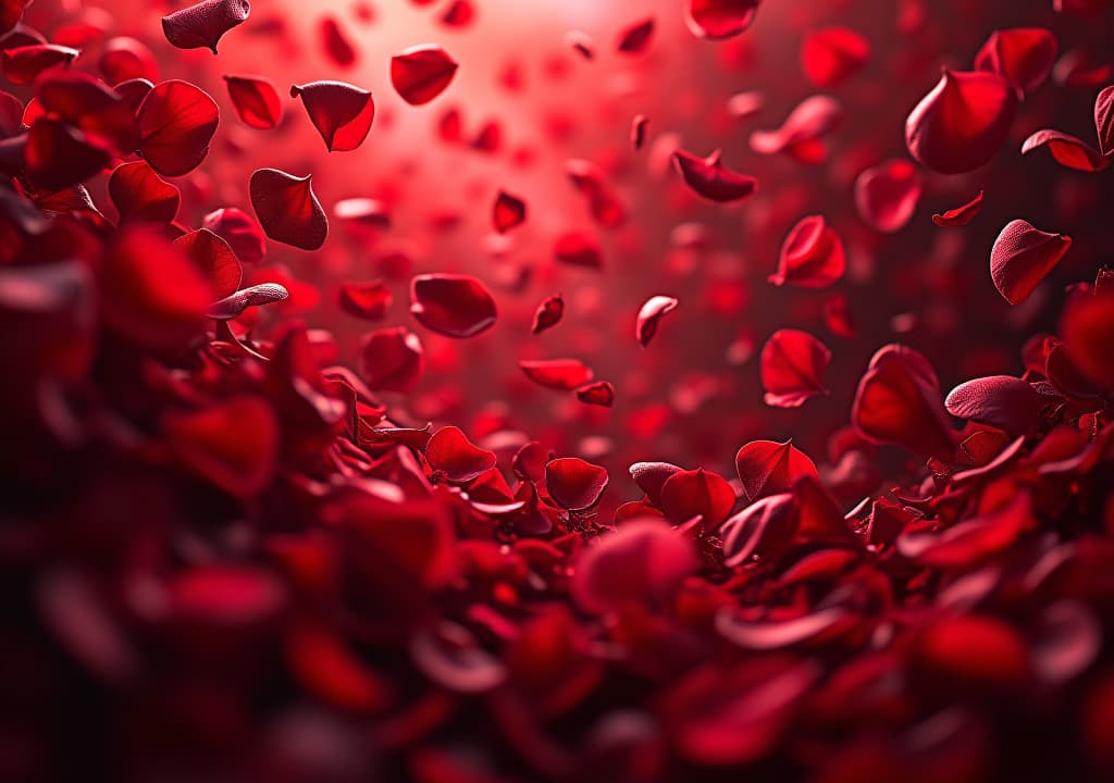  crimson cascade: a symphony of red rose petals falling in a whirlwind of color