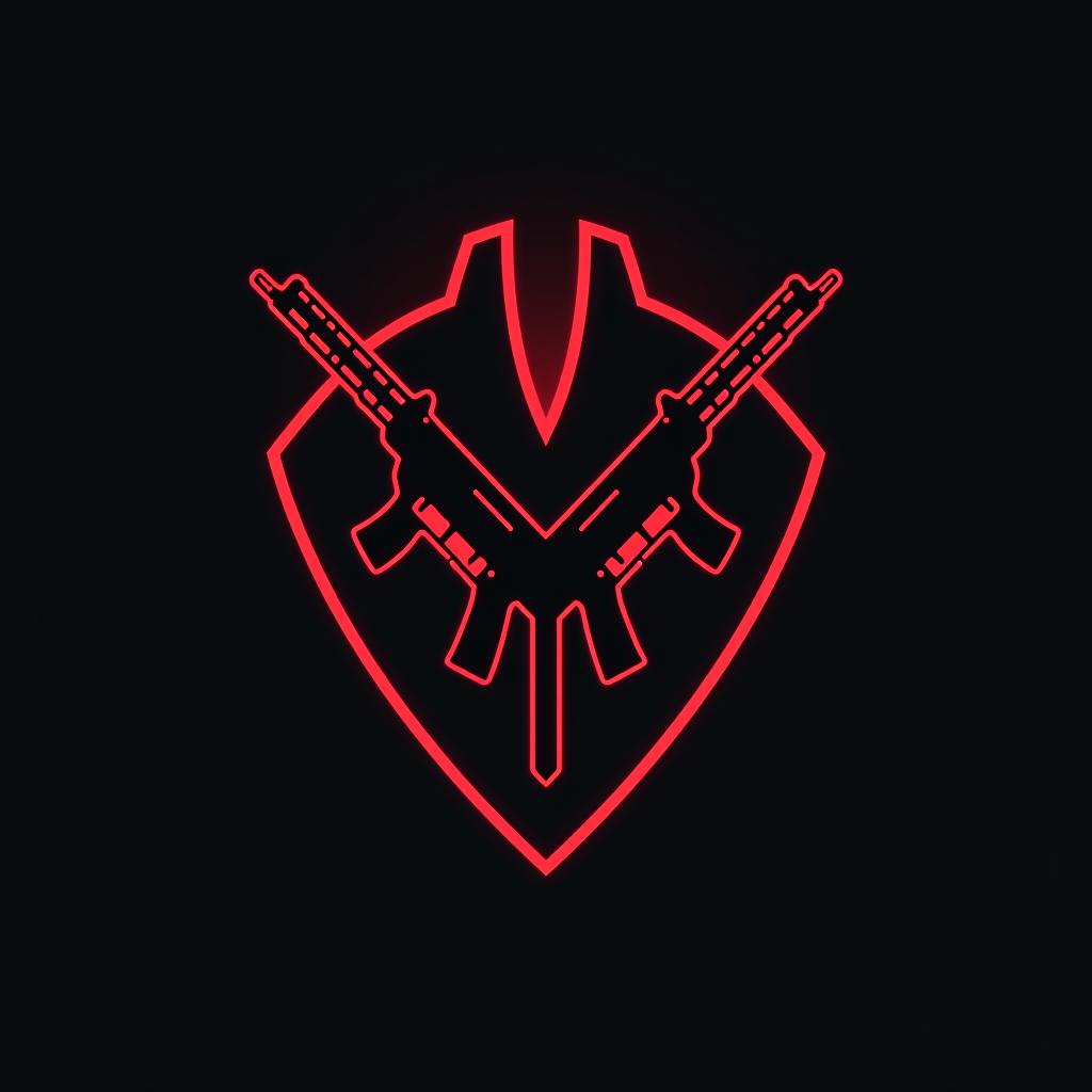  logo, esports logo, guns theme, black and red color