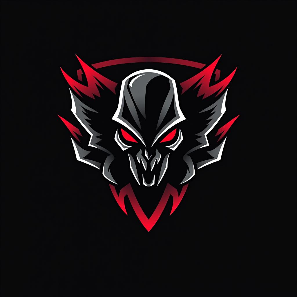  design a logo, esports logo, guns theme, black and red color