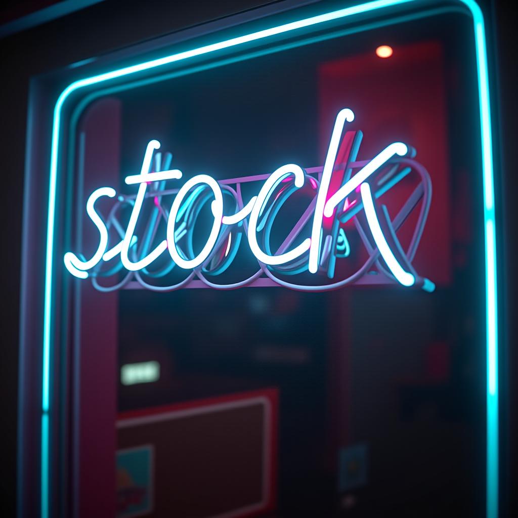  a turquoise big neon sign with the text “stock ai” in uppercased letters hyperrealistic, full body, detailed clothing, highly detailed, cinematic lighting, stunningly beautiful, intricate, sharp focus, f/1. 8, 85mm, (centered image composition), (professionally color graded), ((bright soft diffused light)), volumetric fog, trending on instagram, trending on tumblr, HDR 4K, 8K