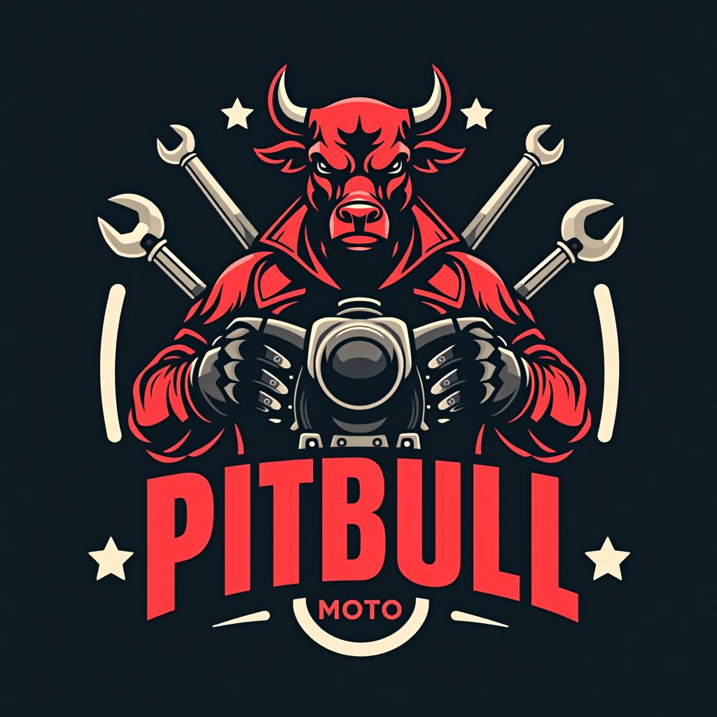  design a logo, logo garage moto avec pitbull et outils