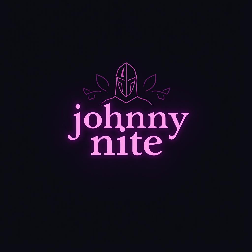  design a logo, in a minimalism style. knight graffiti purple and black, with the text 'johnny nite'.