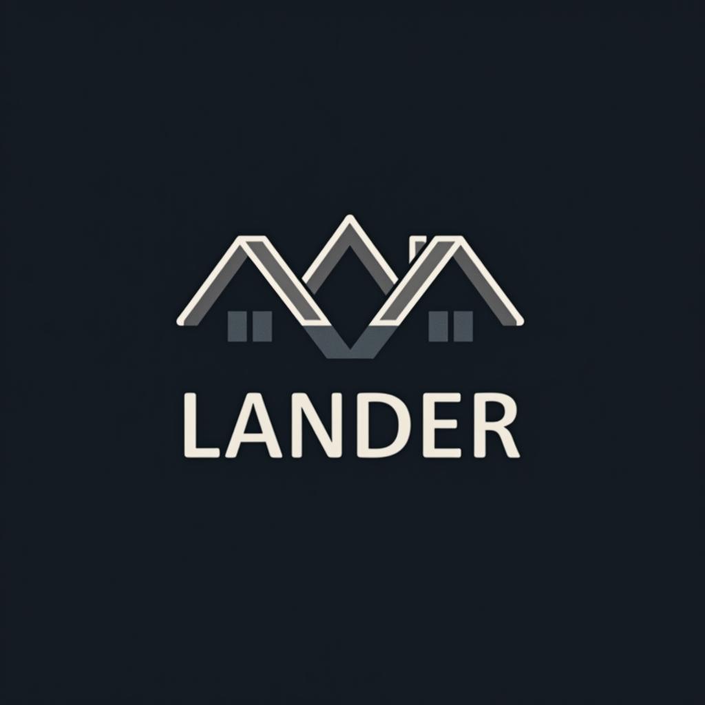  design a logo, minimal line logo in the theme of real estate, with the text ‘lander’