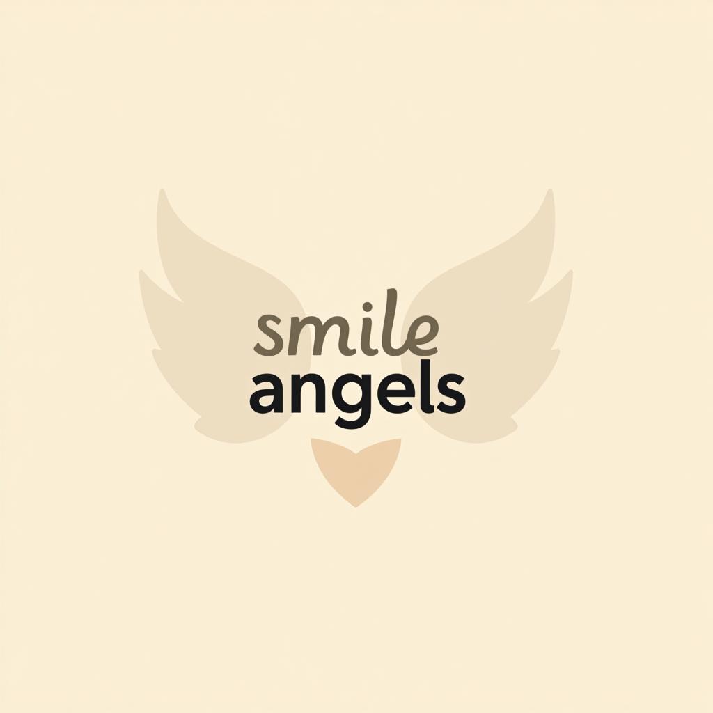  design a logo, in a minimalism style. 水彩スタイル、ロゴ、海、青緑色、、白背景。, with the text 'smile angels'.