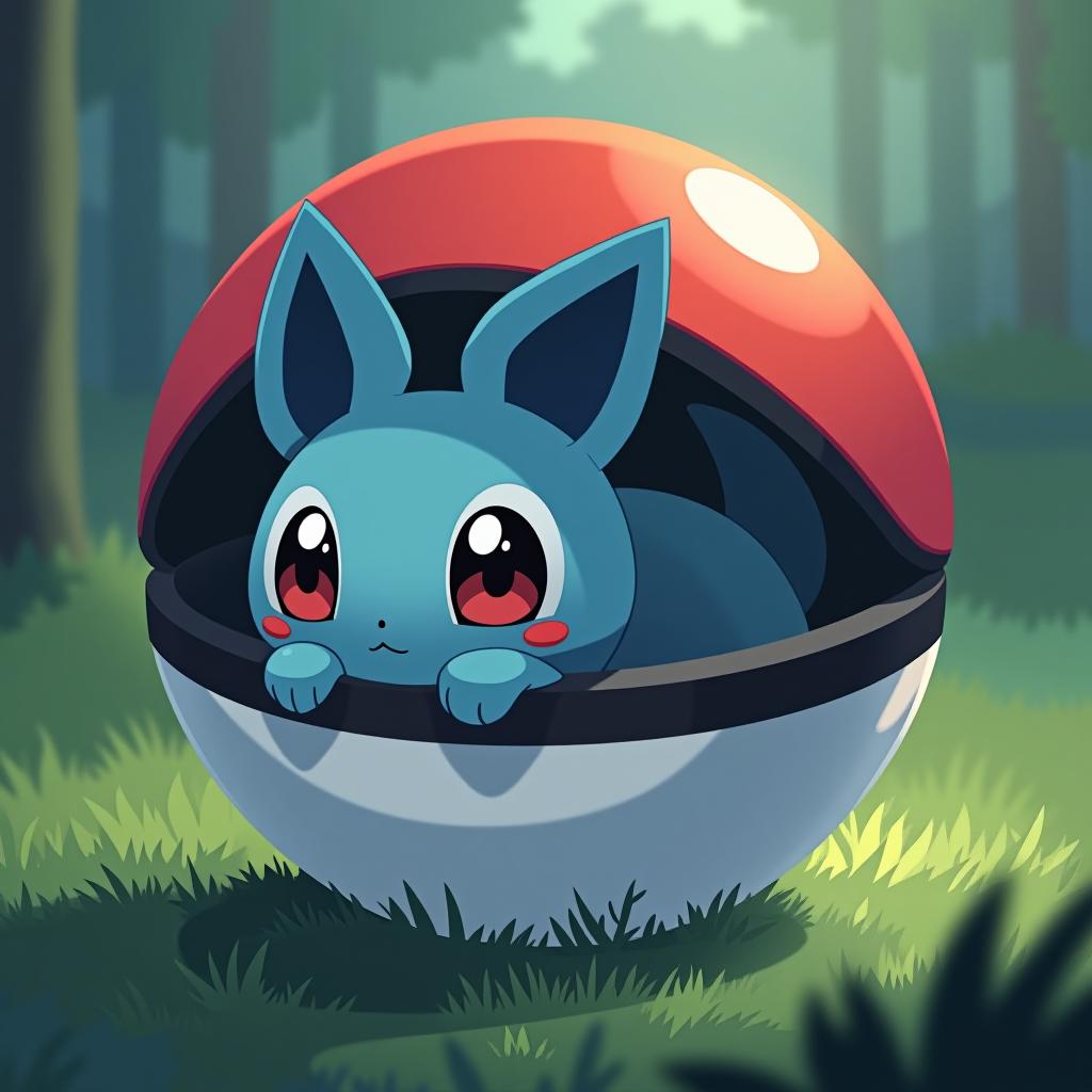  froakie the pokémon resting inside of a pokeball