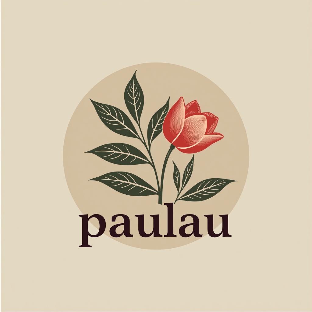  design a logo, un logo de diseño de interiores, elegante colores cálidos , detalles botánicos, with the text 'paulau'.