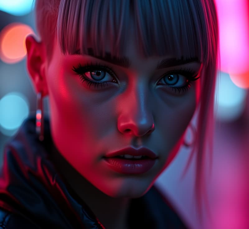  ultra realistic close up portrait ((beautiful pale cyberpunk female with heavy black eyeliner)), blue eyes, shaved side haircut, hyper detail, cinematic lighting, magic neon, dark red city, canon eos r3, nikon, f/1.4, iso 200, 1/160s, 8k, raw, unedited, symmetrical balance, in frame, 8k hyperrealistic, full body, detailed clothing, highly detailed, cinematic lighting, stunningly beautiful, intricate, sharp focus, f/1. 8, 85mm, (centered image composition), (professionally color graded), ((bright soft diffused light)), volumetric fog, trending on instagram, trending on tumblr, HDR 4K, 8K