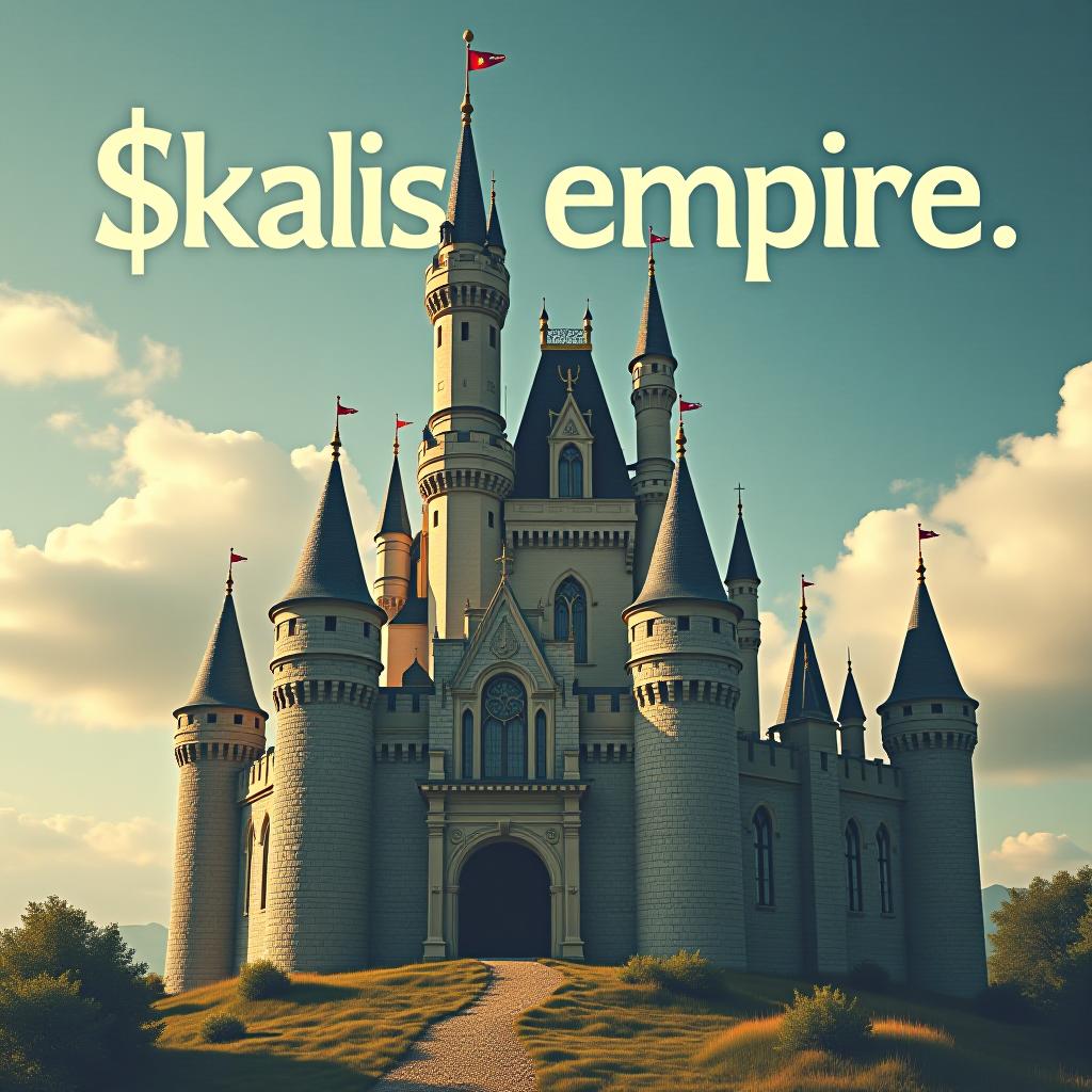  building a castle. with the words written on the sky '$kalis empire'