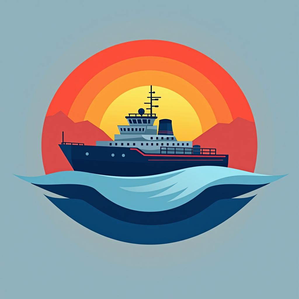  design a logo, an icebreaker boat and a light on