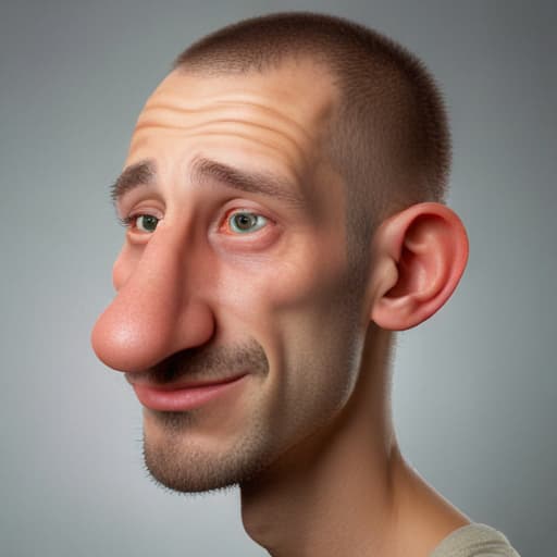 An ugly guy with a big nose from the side