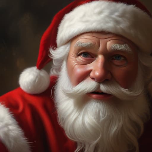 santa claus , Oil painting, dramatic lighting, oil painting, realism, beautiful, post processing, 4k