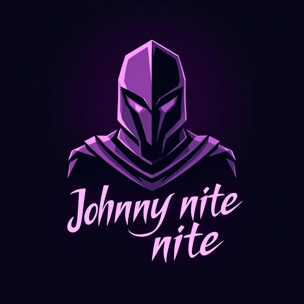  design a logo, in a origami style. knight gaming graffiti purple and black, with the text 'johnny nite'.