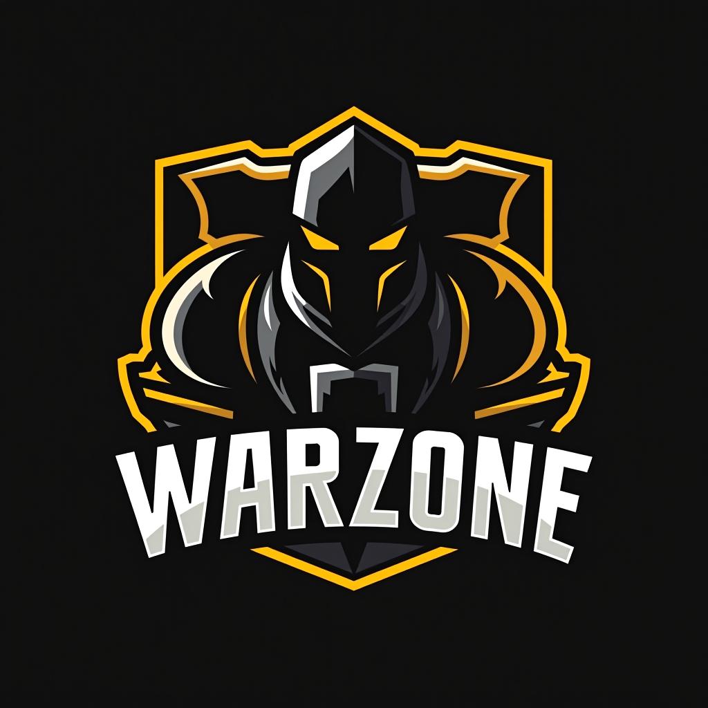  design a logo, esports logo, warrior theme, with text ‘warzone’, black and yellow color