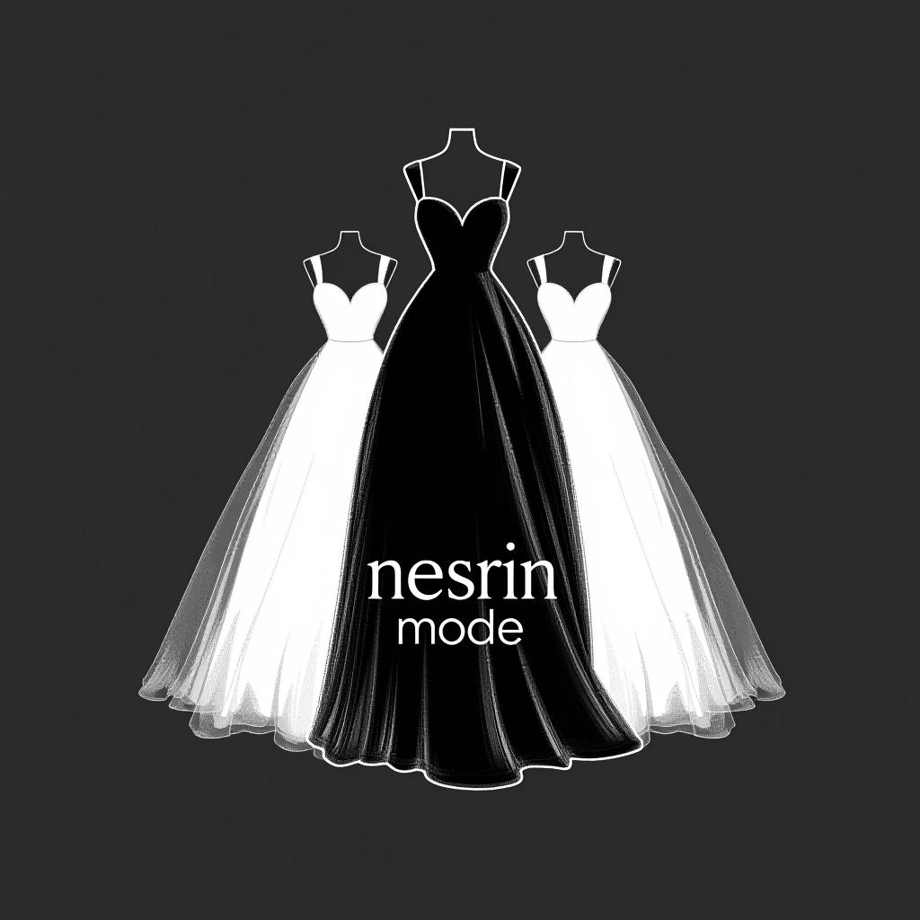  design a logo, in a pencil style. n m logo nesrin mode mit kleidern schwarz weiß elegant südländisch , with the text 'nesrin mode '.