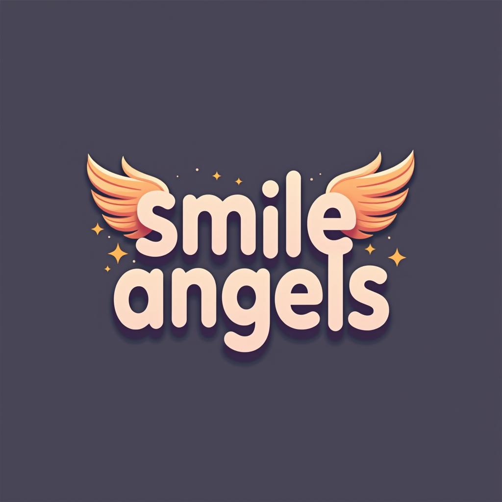  design a logo, in a threedrender style. 水彩スタイル、美しいロゴ、白背景、かっこいい、シンプル。, with the text 'smile angels'.