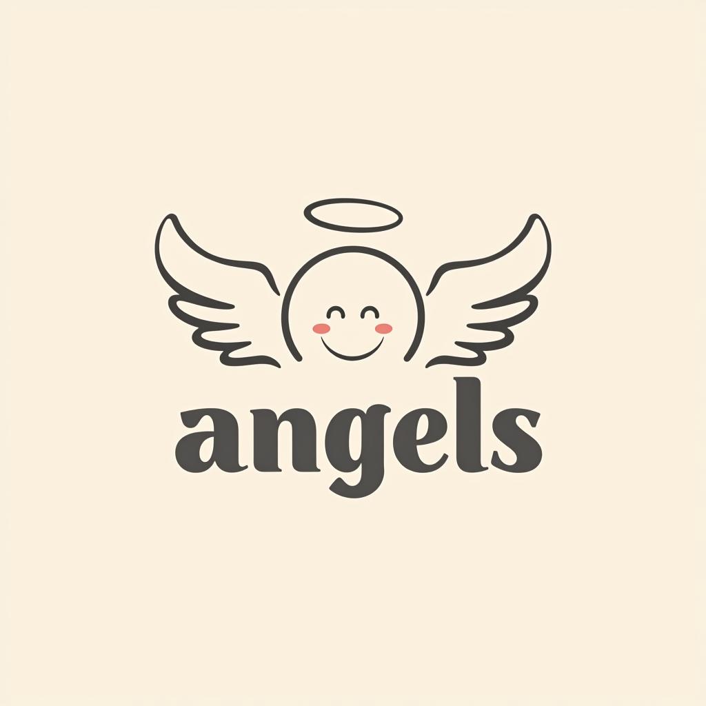  design a logo, in a minimalism style. 水彩スタイル、ロゴ、海、青緑色、、白背景。, with the text 'smile angels'.