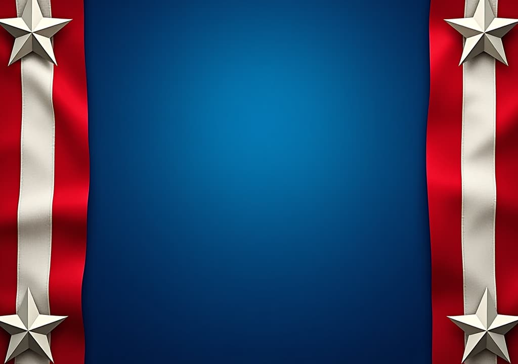  red, white and blue background with stars in the middle of each side wide banner for design or advertising