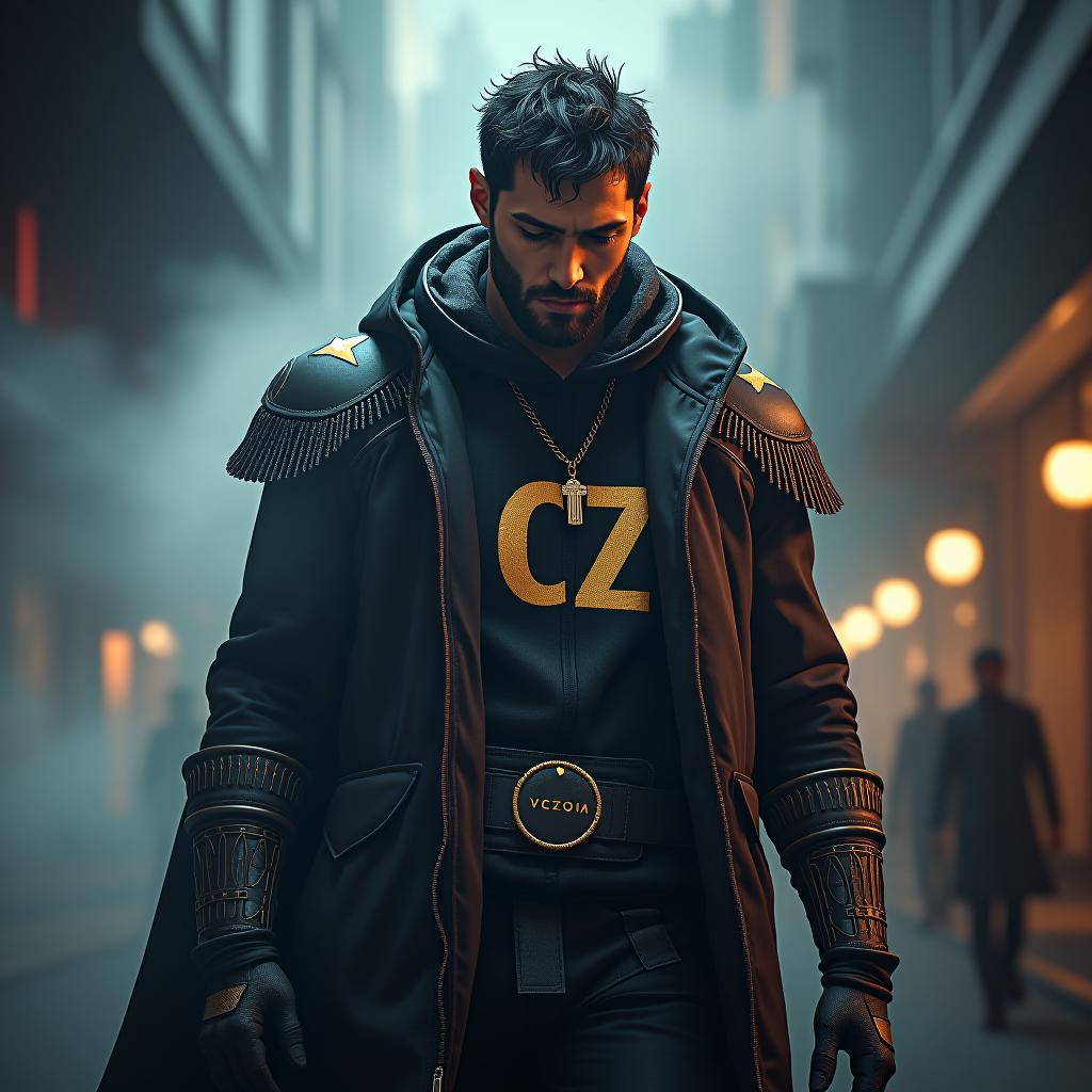  an artistic oz branding in the cryptoverse hyperrealistic, full body, detailed clothing, highly detailed, cinematic lighting, stunningly beautiful, intricate, sharp focus, f/1. 8, 85mm, (centered image composition), (professionally color graded), ((bright soft diffused light)), volumetric fog, trending on instagram, trending on tumblr, HDR 4K, 8K