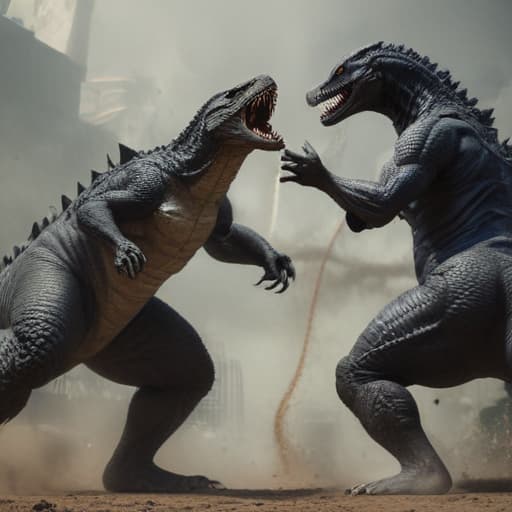 Black mamba fighting godzilla