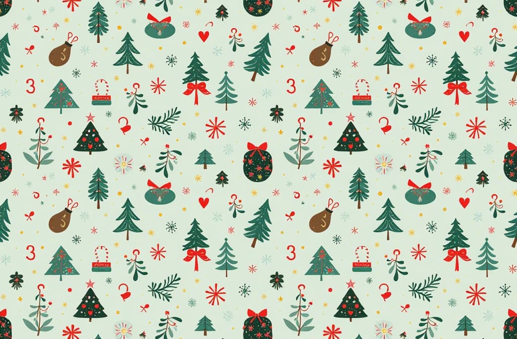  christmas themed seamless pattern. vector illustration with simple gradients. some elements on separate layers. {prompt}, maximum details