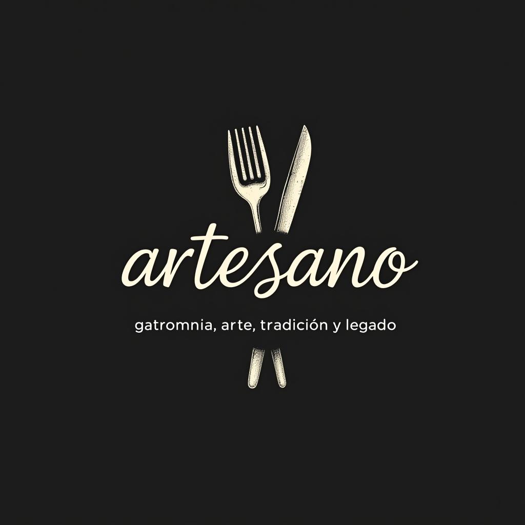  design a logo, in a pencil style. nombré de la marca “artesano” fondo claro elegante y simple , with the text 'gastronomía, arte, tradición y legado'.