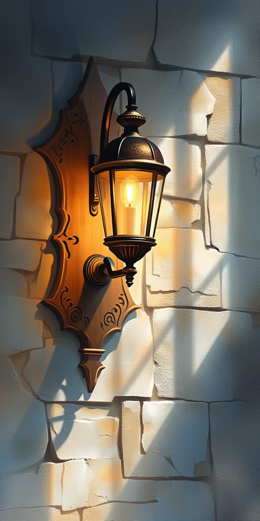  gothic sconce, casting shadows on stone walls, watercolor style, high quality, high details, hd, perfect composition, 4k epic detailed, highly detailed, sharp focus, high resolution