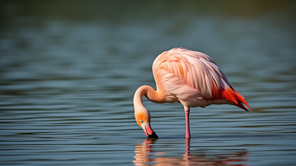  graceful flamingo by the water, 4k hyperrealistic photo