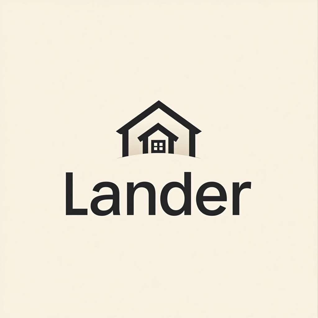  design a logo, minimal line logo in the theme of real estate, with the text ‘lander’