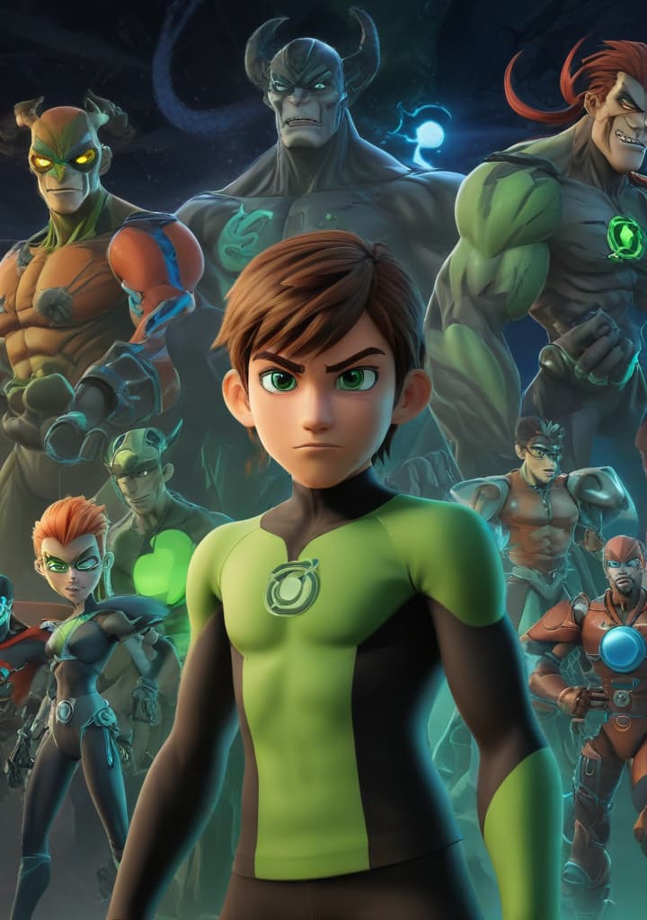 ben 10 omniverse highly detailed,studio lighting,professional,vivid colors, cinematic lighting, HDR, UHD, 4K, 8k, 64K