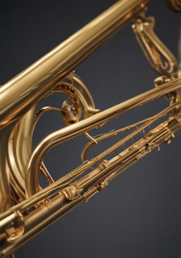 trombone highly detailed,studio lighting,professional,vivid colors, cinematic lighting, HDR, UHD, 4K, 8k, 64K