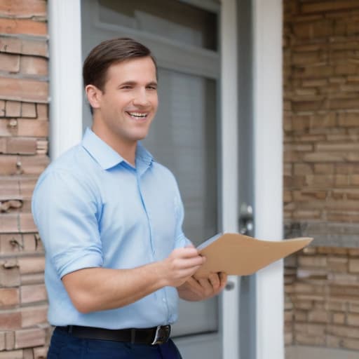 Salesman selling door to door hvac services