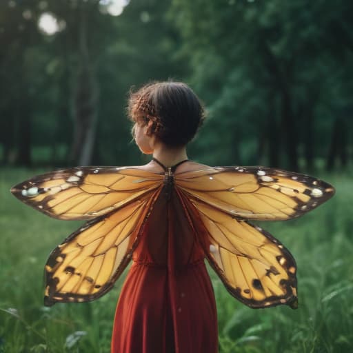 Human butterfly in Cinematic style with Nature background