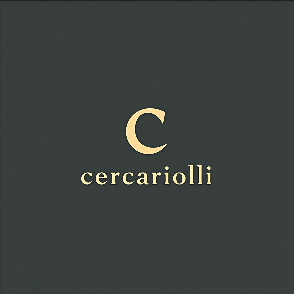  design a logo, quero uma logo para loja de roupa com o nome de cercariolli, na cor bege terroso, dourado e branco que tenha um brasão um símbolo com um c no meio fonte clássica, with the text 'cercariolli '.