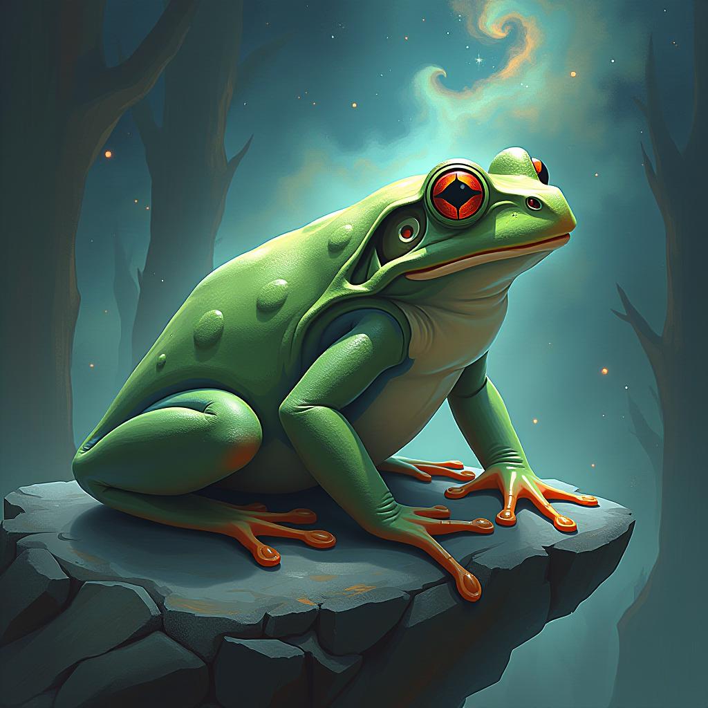  ethereal fantasy concept art of frog drawing. magnificent, celestial, ethereal, painterly, epic, majestic, magical, fantasy art, cover art, dreamy