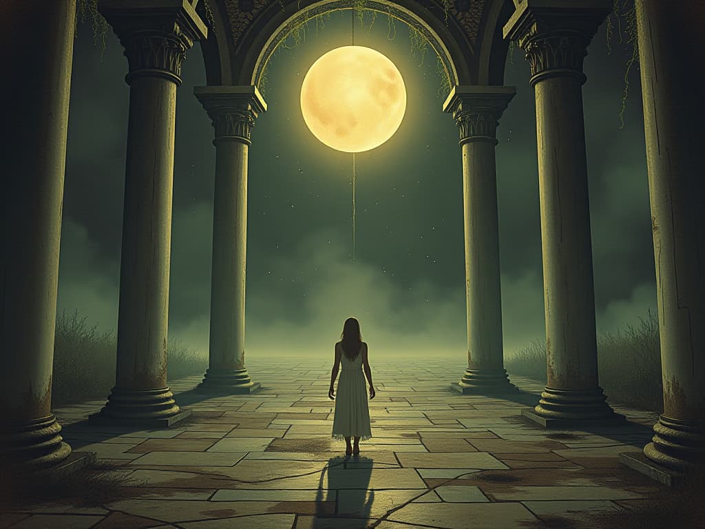  spiritual sanctuaries, glowing orbs, serene environment, delicate balance, light filled atmosphere, sense of purity. an illustration in the style of a worn, mystical old tarot trump card, mysterious and elements of surrealism. the colors are muted, somber and eerie, but with contrast bring out an occult and esoteric vibe.