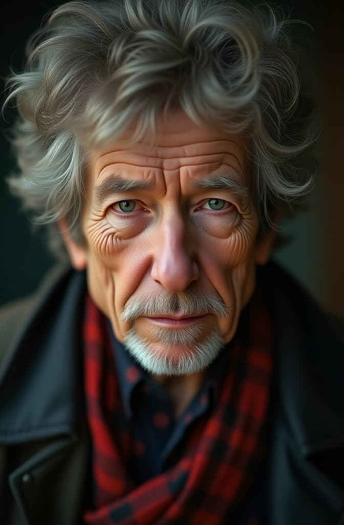  bob dylan young and old, realistic, portrait, art by donato giancola and greg rutkowski, realistic face, digital art, trending on artstation hyperrealistic, full body, detailed clothing, highly detailed, cinematic lighting, stunningly beautiful, intricate, sharp focus, f/1. 8, 85mm, (centered image composition), (professionally color graded), ((bright soft diffused light)), volumetric fog, trending on instagram, trending on tumblr, HDR 4K, 8K