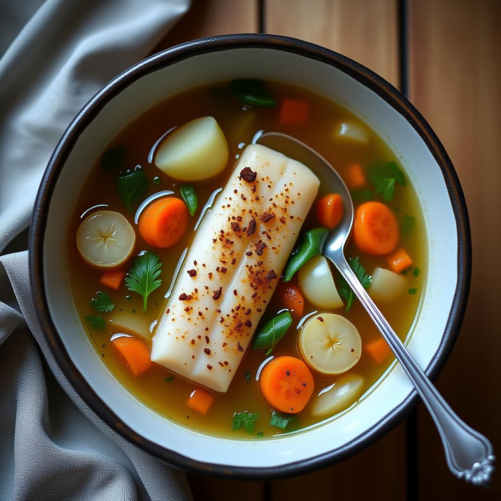  lohikeitto lohikeitto is a delicious and hearty fish soup that makes a great option for a family dinner! 🍲✨ 👉🏻 let's see how to prepare it based on our simple recipe! 🦐 ingredients: sim (or any other fish) — 400 g water — 2 liters potatoes — 4 pieces onion — 1 bulb carrot — 1/2 piece sunflower oil — for frying parsley — a small handful peppercorns — to taste bay leaves — 1 2 pieces 10% cream — 200 ml salt — to taste