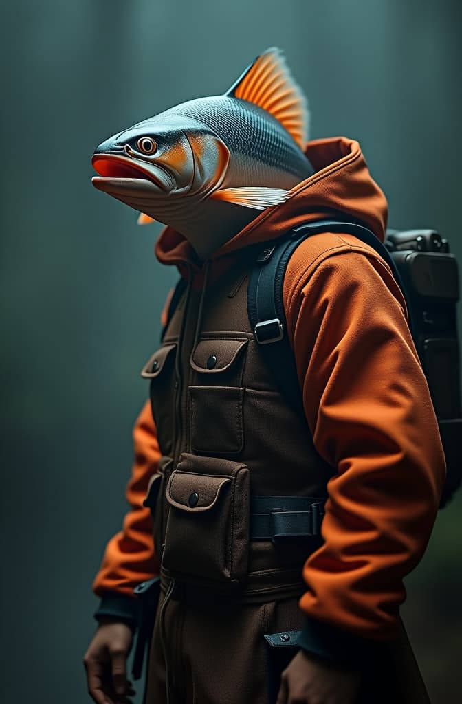  salmon a la mantequilla hyperrealistic, full body, detailed clothing, highly detailed, cinematic lighting, stunningly beautiful, intricate, sharp focus, f/1. 8, 85mm, (centered image composition), (professionally color graded), ((bright soft diffused light)), volumetric fog, trending on instagram, trending on tumblr, HDR 4K, 8K