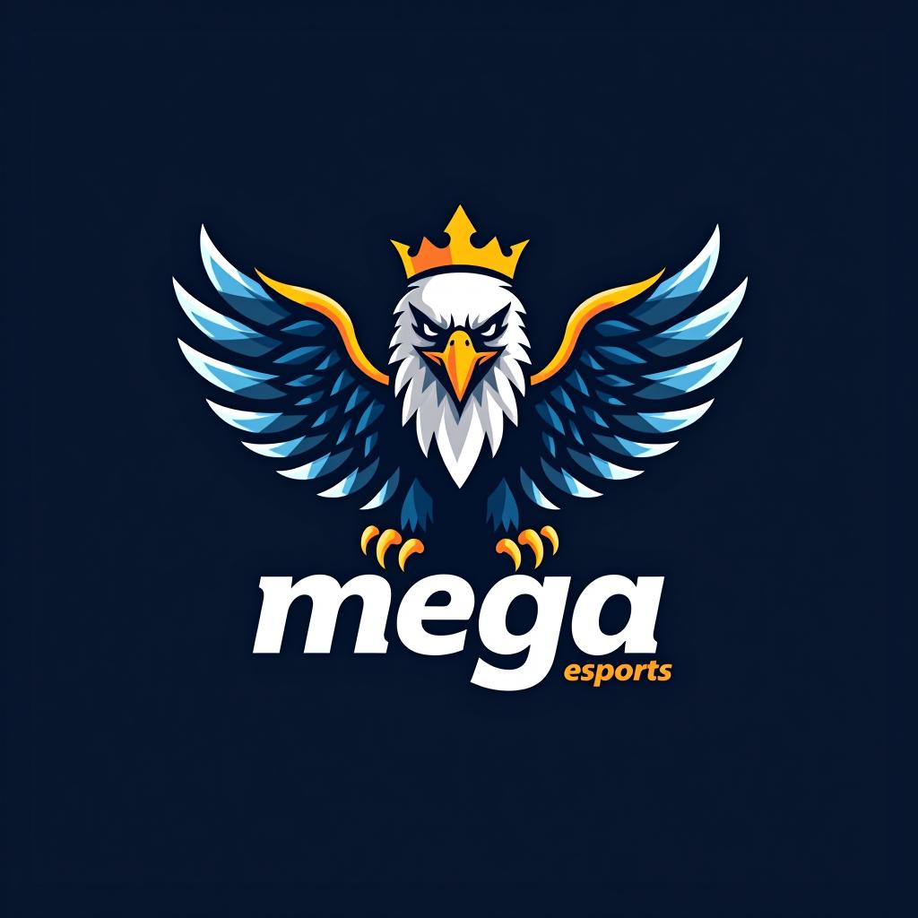  design a logo un aigle royal qui crie, with the text 'mega eagle esports '.