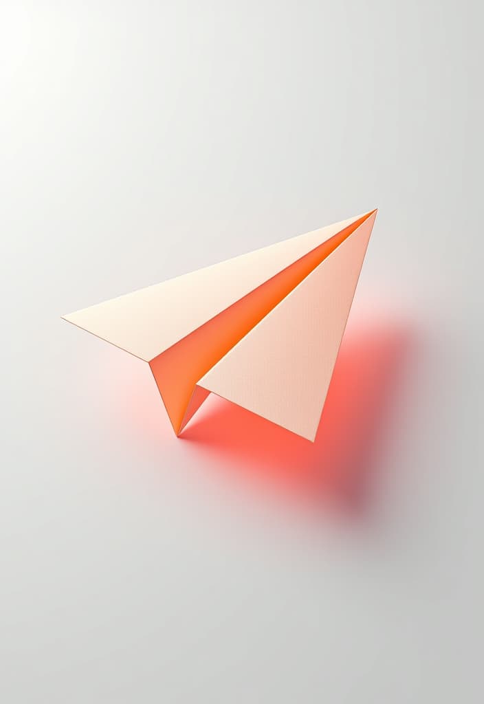  [paper airplane] icon, peach gradient, white background, frosted glass, transparent sense of science and technology, ultra minimalist appearance, bright color, studio lighting, peach and white background, industrial design, a wealth of details, ultra high definition, dribble, pinterest, ray tracing, isometric view, blender, c4d, oc renderer, style raw hyperrealistic, full body, detailed clothing, highly detailed, cinematic lighting, stunningly beautiful, intricate, sharp focus, f/1. 8, 85mm, (centered image composition), (professionally color graded), ((bright soft diffused light)), volumetric fog, trending on instagram, trending on tumblr, HDR 4K, 8K