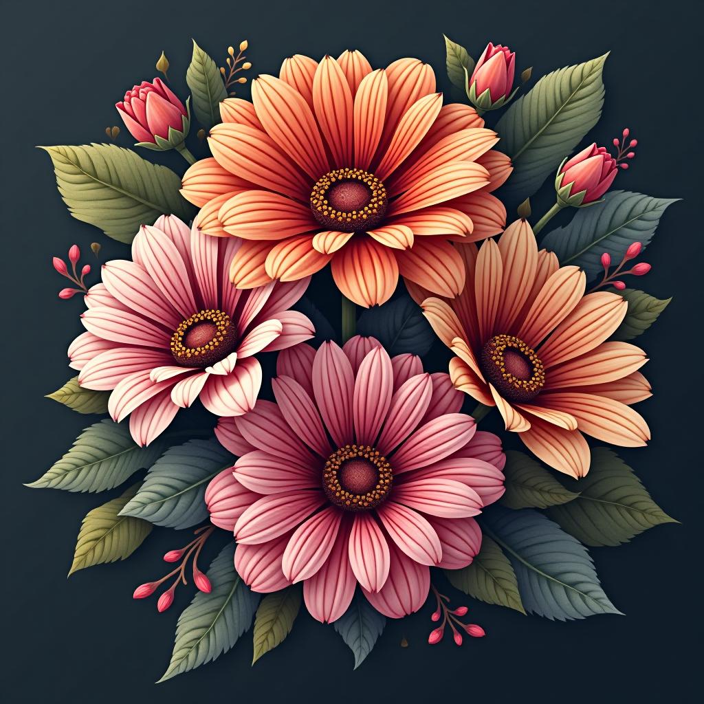  flowers, text: amoria, (logo:1.15), hq, hightly detailed, 4k