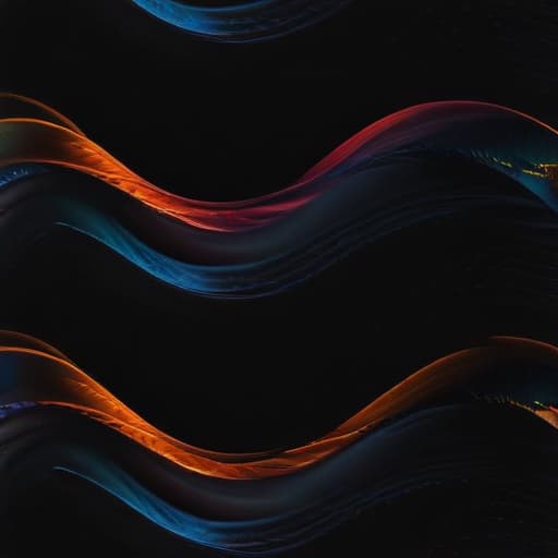 generate abstract image with black background and two colored waves