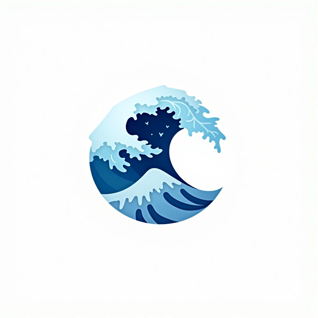  design a logo, logo with a wave, white background, logo style, flat