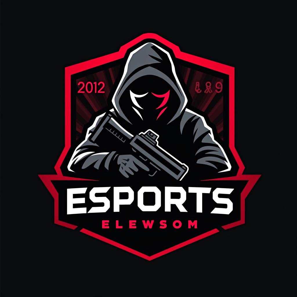  design a logo, esports logo, guns theme, black and red color