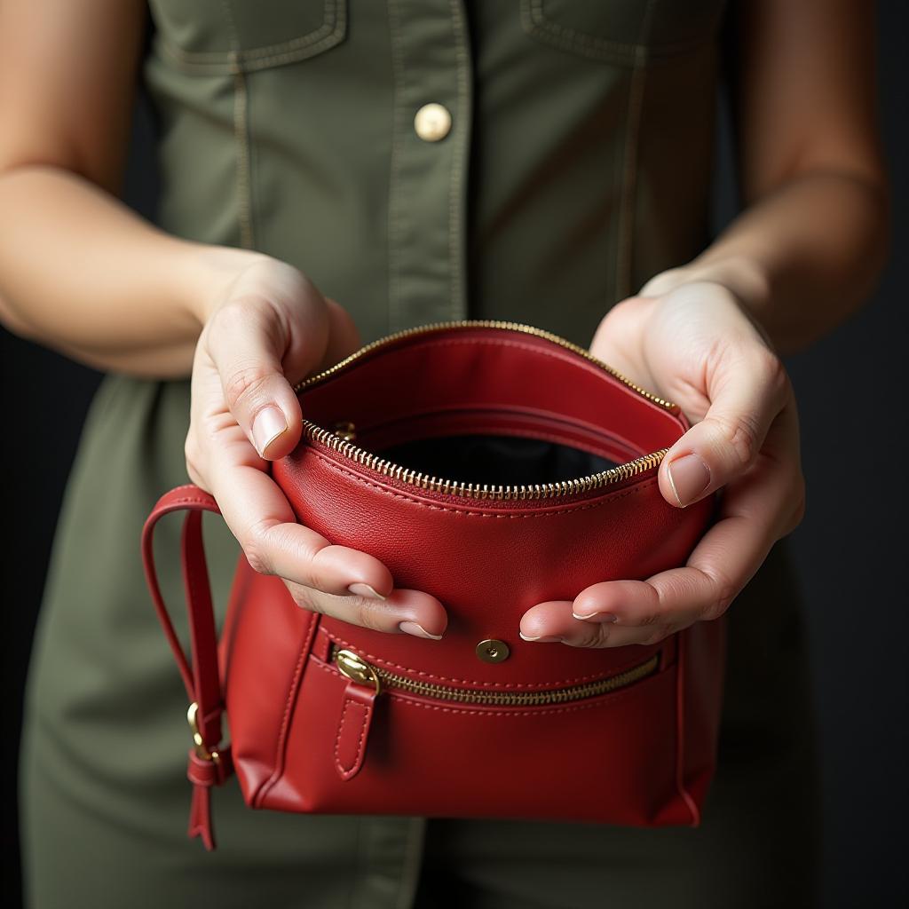  women's hands, crandash, open bag