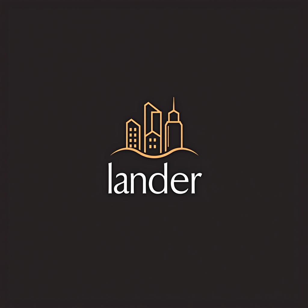  design a logo, minimal line logo in the theme of real estate, with the text ‘lander’