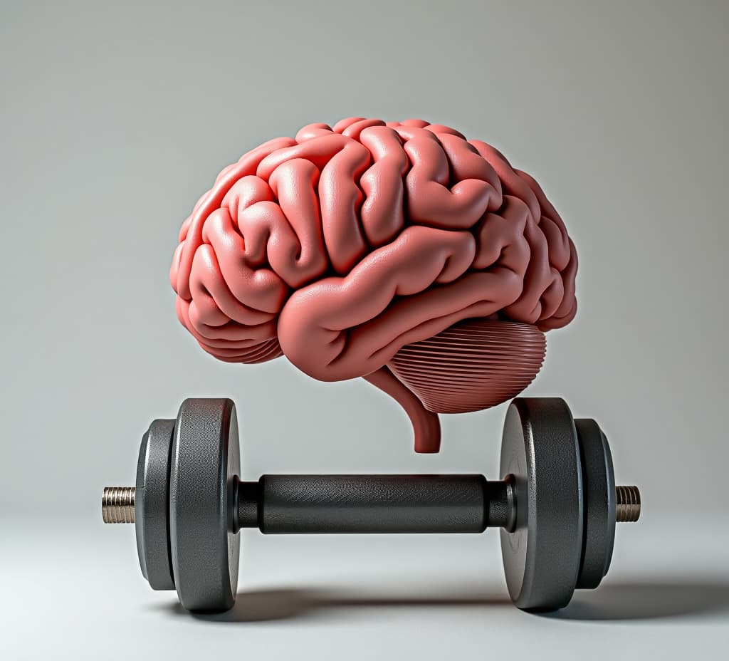  a brain is on top of a dumbbell